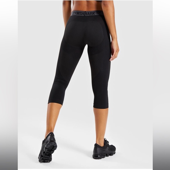 Gymshark Flex Cropped Leggings- BlackMarl/Charcoal - Picture 2 of 5